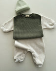 FLEECE JUMPSUIT - BEIGE MELANGE