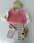 STRIPED JERSEY LEGGINGS BABY - bordeaux