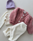 CARDIGAN WOOL - PINK MELANGE