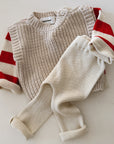 COTTON KNIT VEST TAN - BABY & KIDS