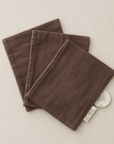 MUSLIN WASHAND BRUIN - set van 3