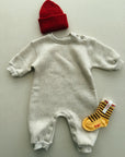 FLEECE JUMPSUIT - BEIGE MELANGE