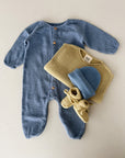 WOVEN JUMPSUIT BABY - blue