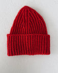 CHUNKY WOOL BEANIE 0-6m - RED