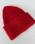CHUNKY WOOL BEANIE 0-6m - RED