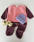WOVEN JUMPSUIT BABY - bordeaux