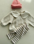 STRIPED JERSEY LEGGINGS BABY - bordeaux
