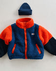 Color Block Polar Sherpa Jacket - summer red