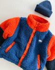 Color Block Polar Sherpa Jacket - summer red