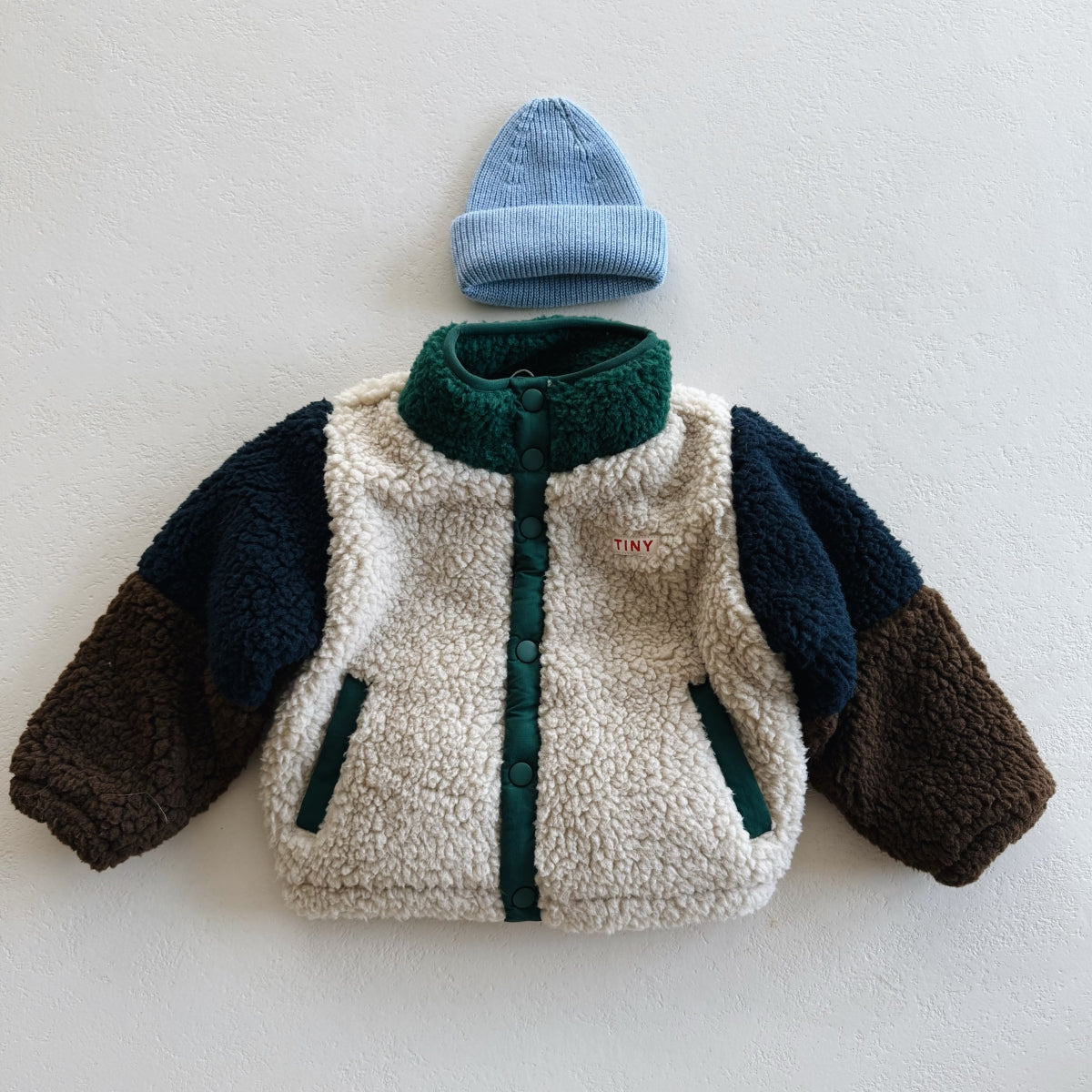 Color Block Polar Sherpa Jacket - dark green