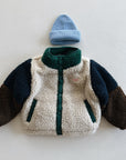 Color Block Polar Sherpa Jacket - dark green