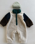 Color Block Polar Sherpa One piece - dark green