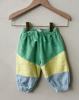 Green color block jogging pants