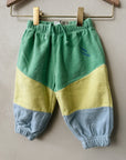 Green color block jogging pants
