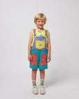Smiling color block denim dungaree - kids