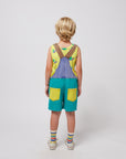 Smiling color block denim dungaree - kids