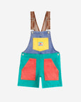 Smiling color block denim dungaree - kids