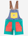 Smiling color block denim dungaree - kids