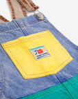 Smiling color block denim dungaree - kids
