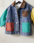 Color block denim jacket