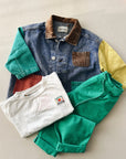 Color block denim jacket