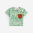 Frottee-T-Shirt mit grünen Streifen – BABY