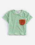 Green Stripes terry cloth Tshirt - BABY
