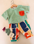 Green Stripes terry cloth Tshirt - BABY
