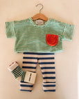 Green Stripes terry cloth Tshirt - BABY