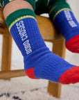 Baby color block long socks - blue
