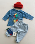 Baby color block long socks - blue