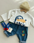 Baby color block long socks - blue