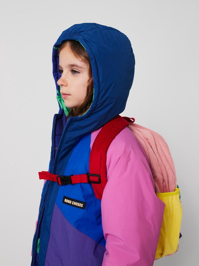 Tic Tac Toe color block corduroy school bag