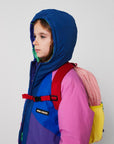 Tic Tac Toe color block corduroy school bag