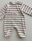 STRIPED FLAMÉ JUMPSUIT - bordeaux