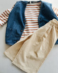 BOATNECK STRIPE TEE RED/BROWN