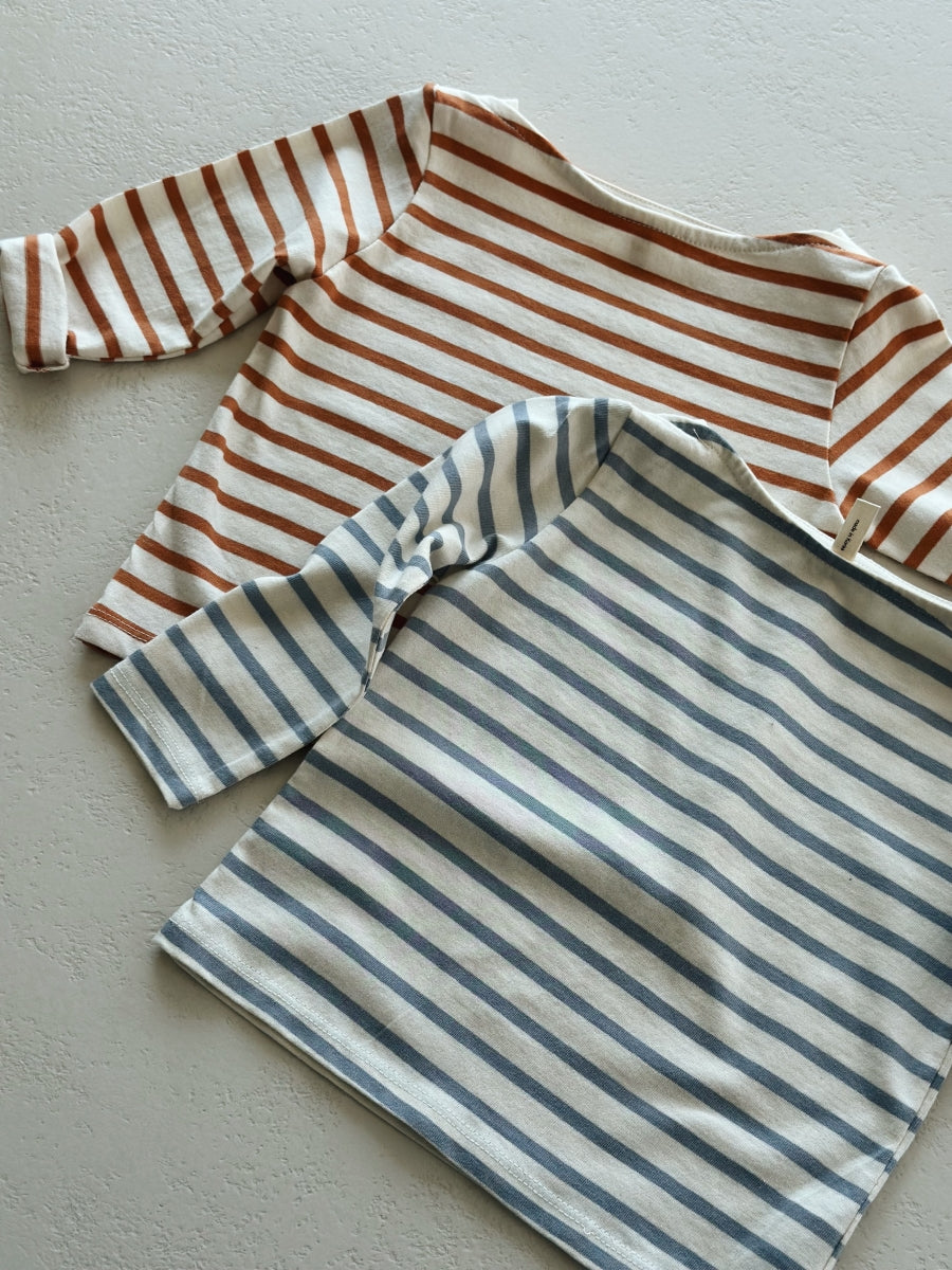 BOATNECK STRIPE TEE SKY