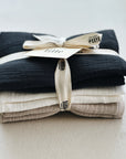 MUSLIN CLOTHS 3 PACK - giftset charcoal