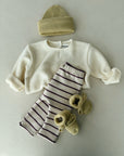 STRIPED JERSEY LEGGINGS BABY - bordeaux
