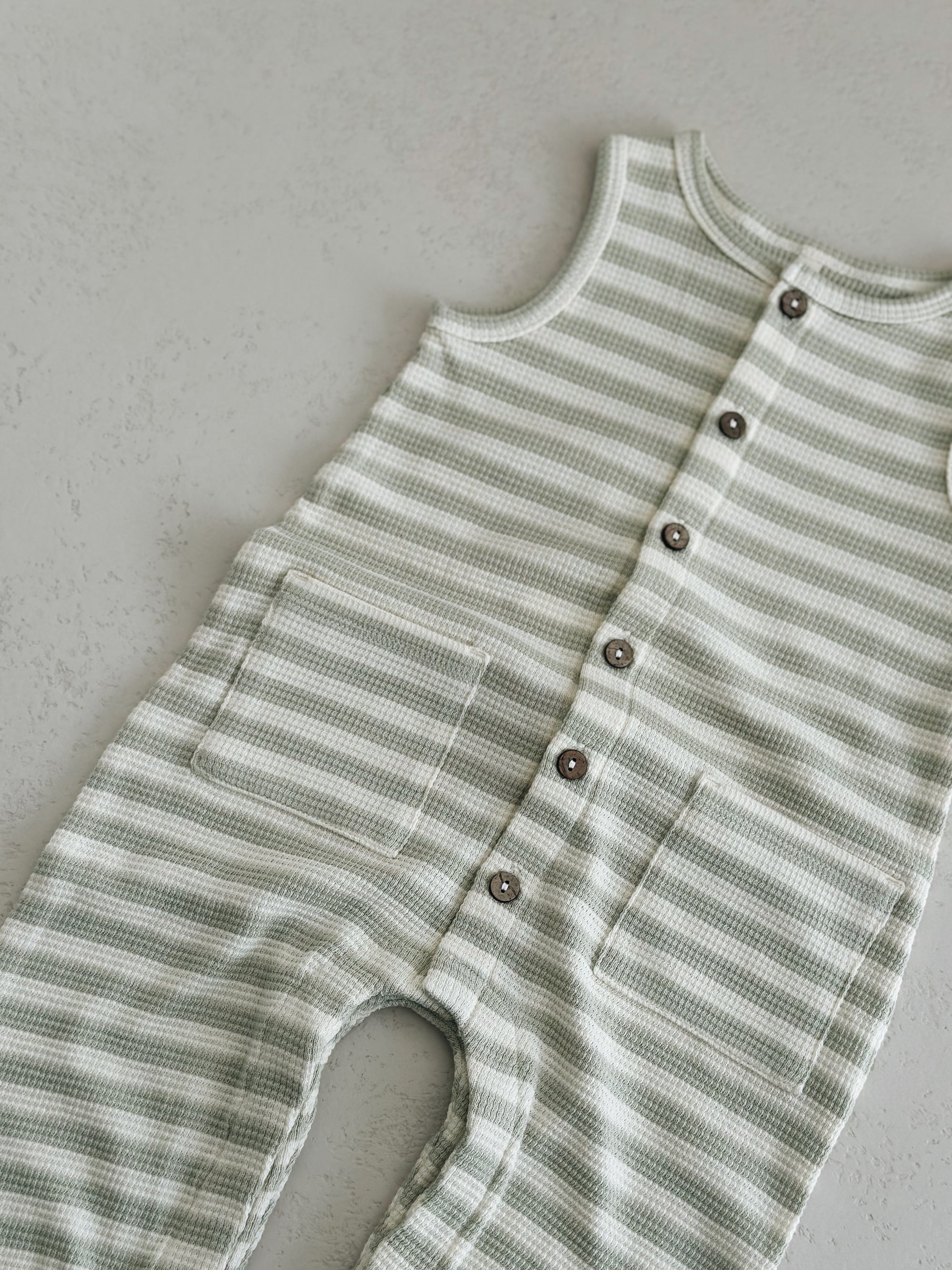 WAFFLE JUMPSUIT - MINT STRIPE