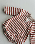 CREWNECK ROMPER - POPPY STRIPE