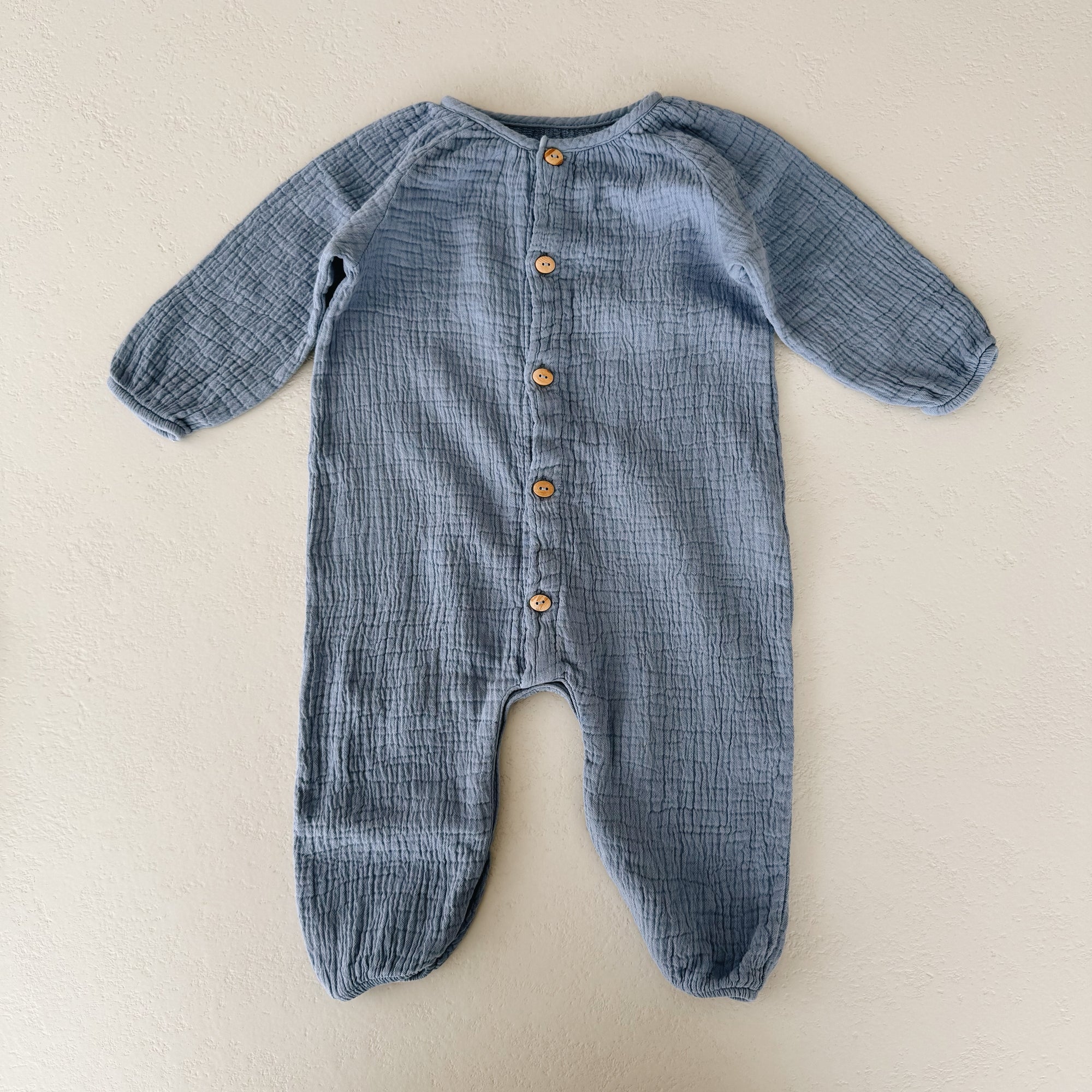 WOVEN JUMPSUIT BABY - blue