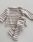 STRIPED JERSEY LEGGINGS - BORDEAUX