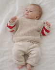 COTTON KNIT VEST TAN - BABY & KIDS
