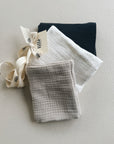 MUSLIN CLOTHS 3 PACK - giftset charcoal