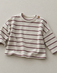 Gestreifter Jersey-Pullover – Bordeaux