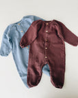WOVEN JUMPSUIT BABY - bordeaux