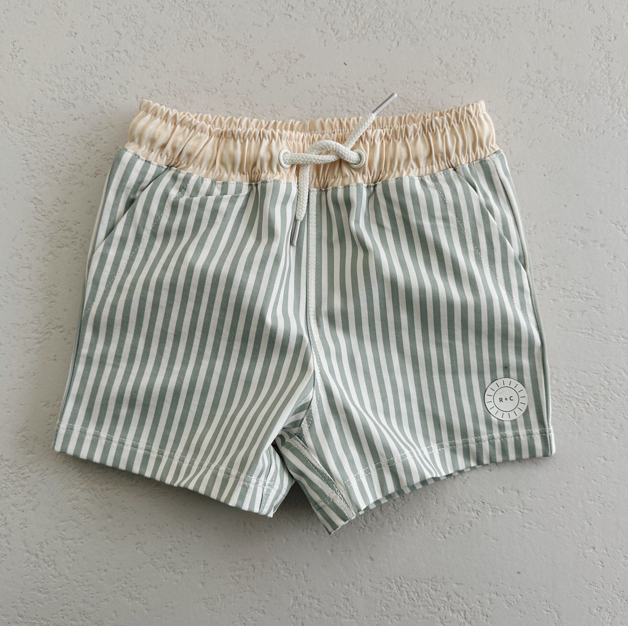 UPF 50+ ZWEMSHORT - SAGE STRIPE