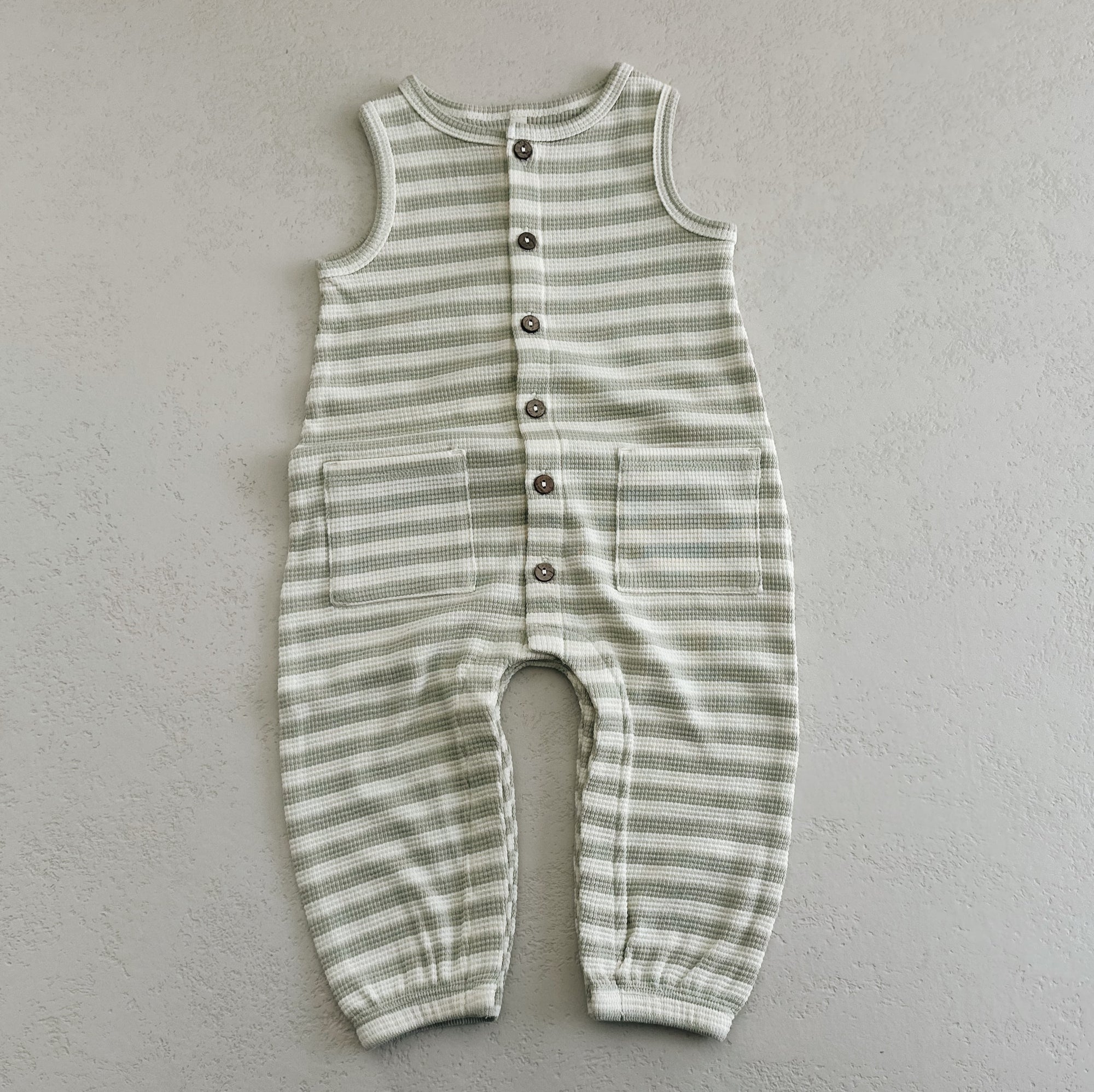 WAFFLE JUMPSUIT - MINT STRIPE