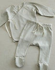 NB WRAP TOP + FOOTED PANT SET - SKY MICRO STRIPE